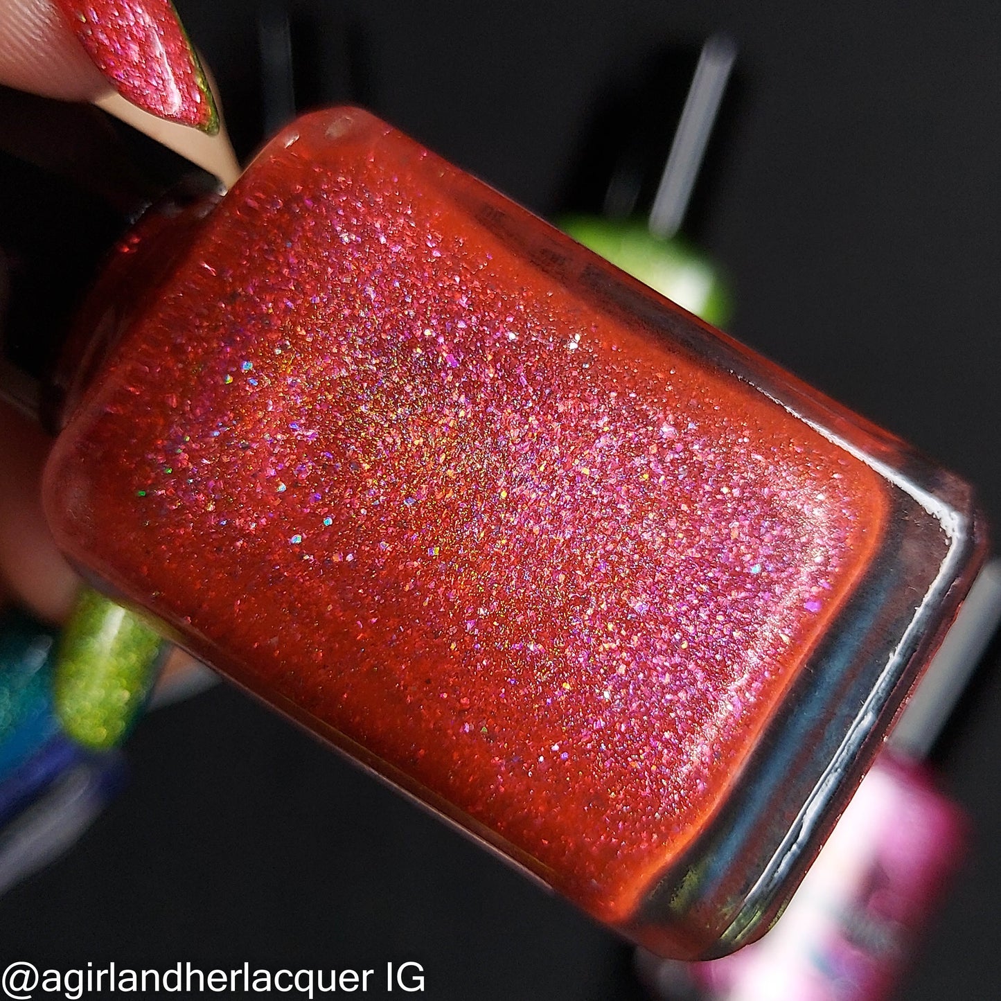 Tequila Sunset - coral/red-orange holo flakie