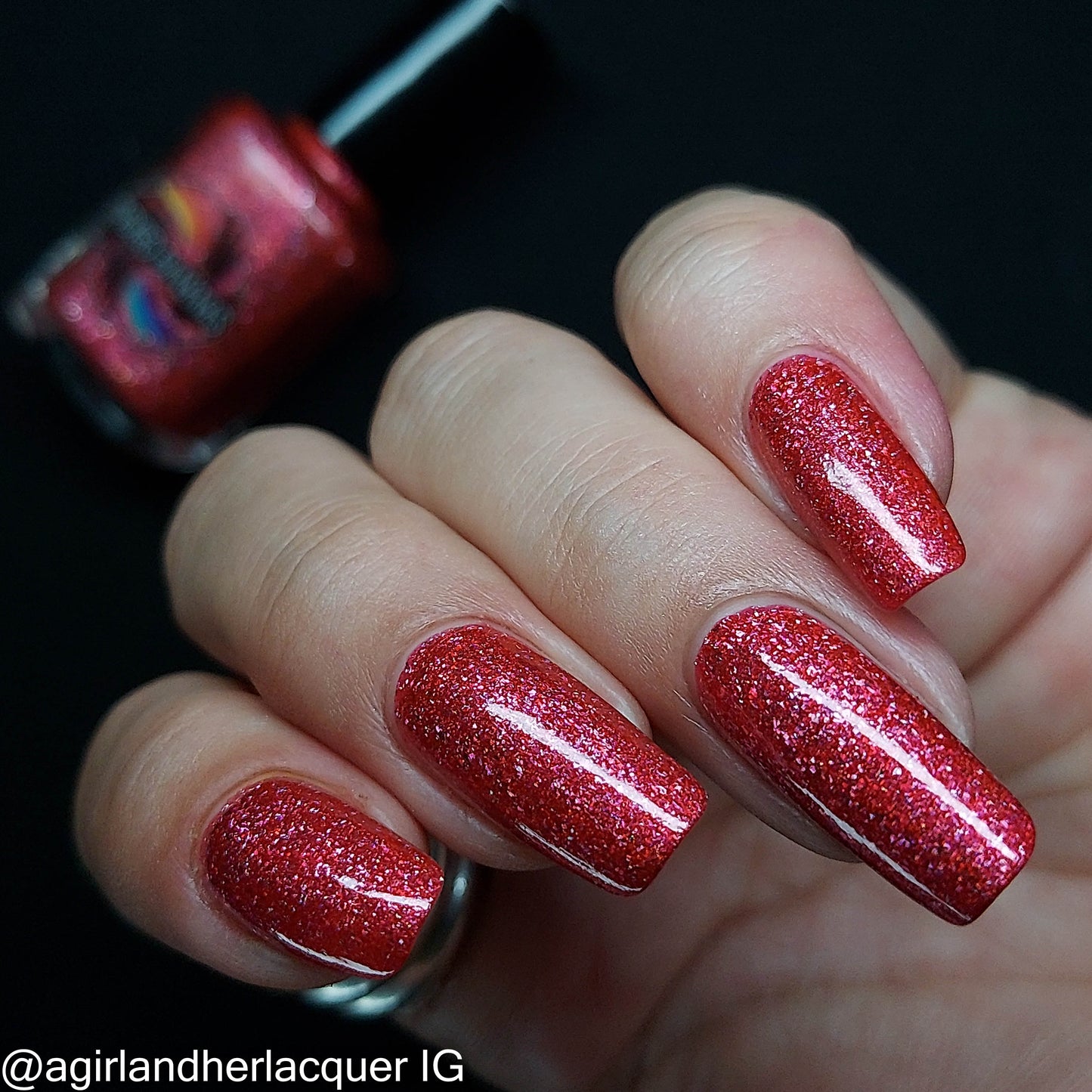 Tequila Sunset - coral/red-orange holo flakie