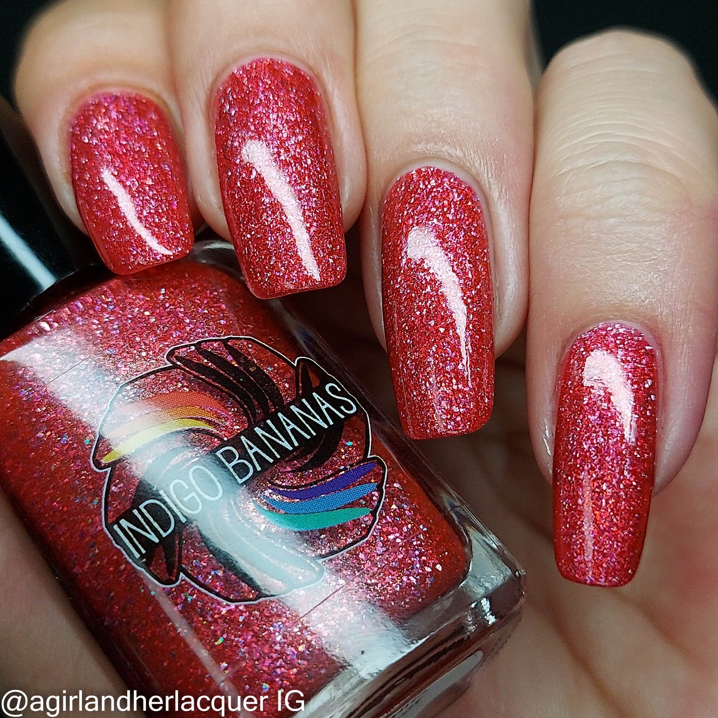 Tequila Sunset - coral/red-orange holo flakie