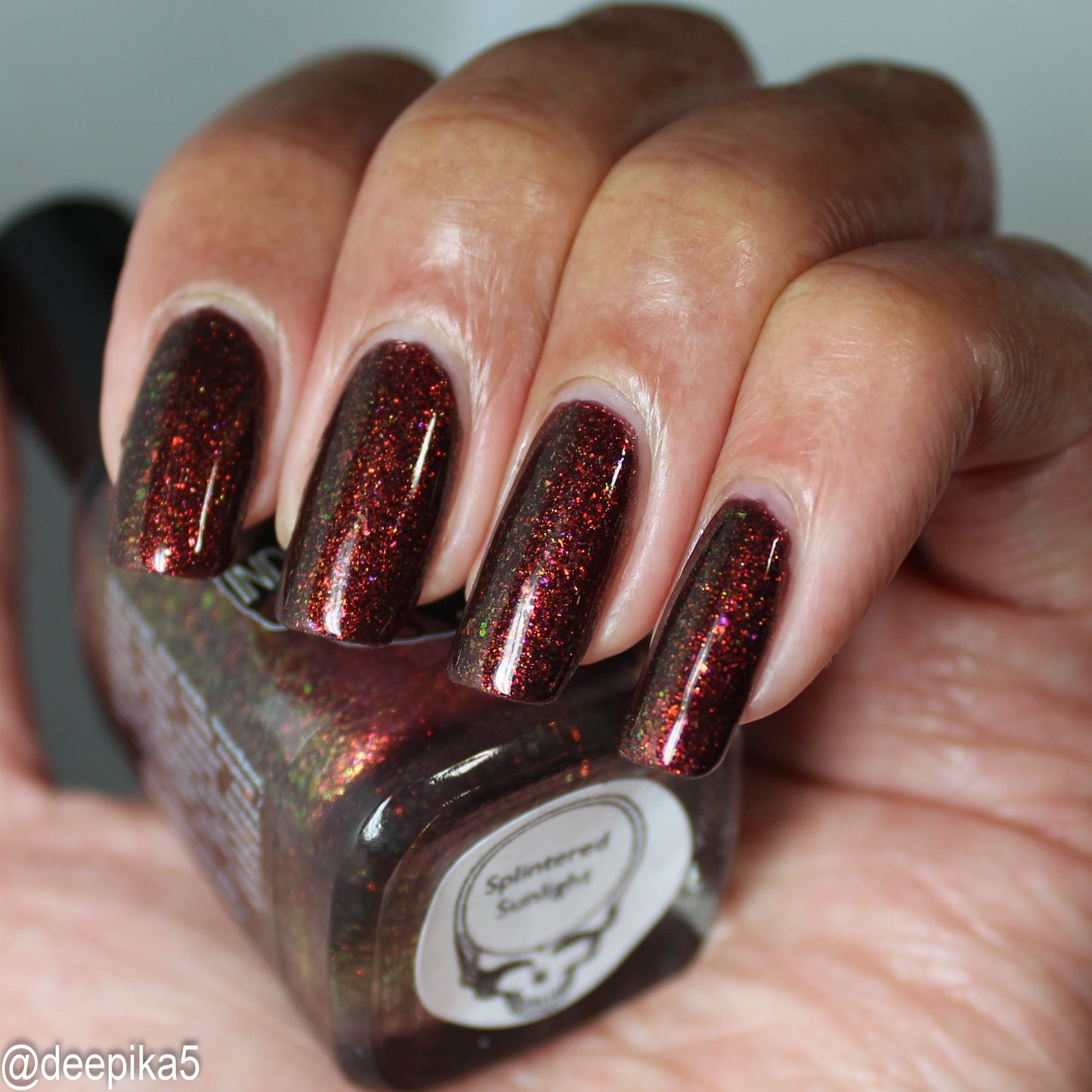 Splintered Sunlight - brown/deep maroon base - shimmer mix (w/ Auroras) - glow in the dark - matte