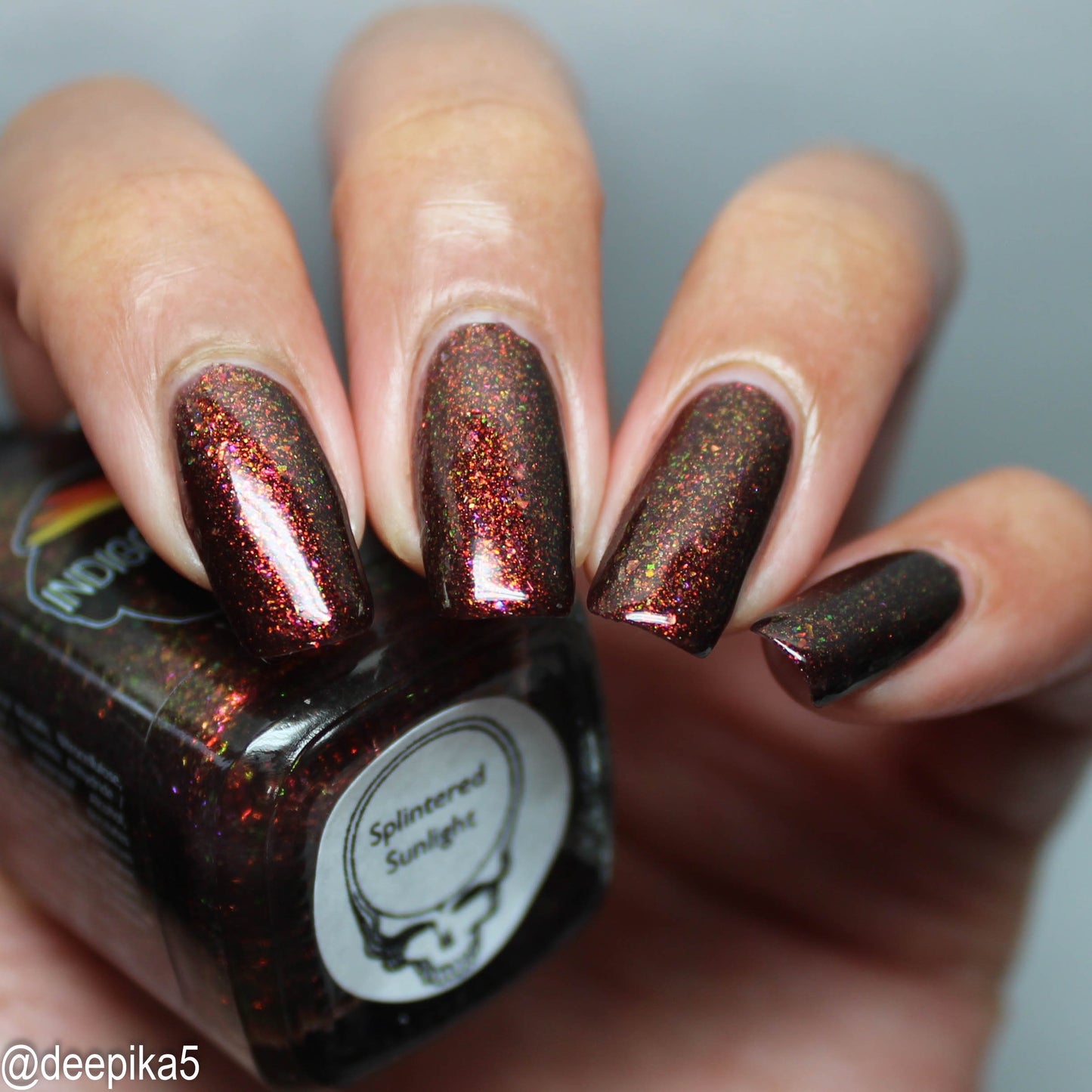 Splintered Sunlight - brown/deep maroon base - shimmer mix (w/ Auroras) - glow in the dark - matte