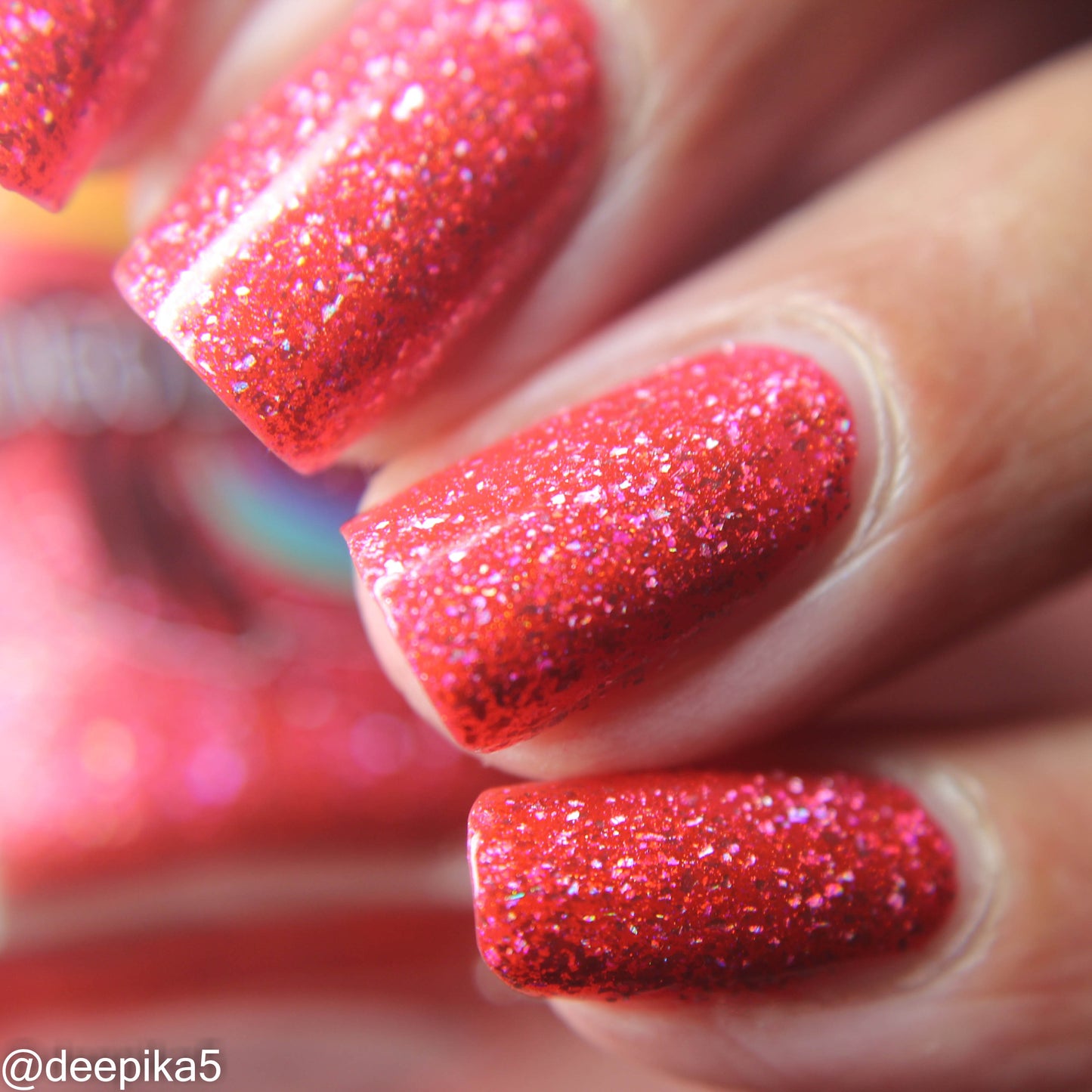 Tequila Sunset - coral/red-orange holo flakie