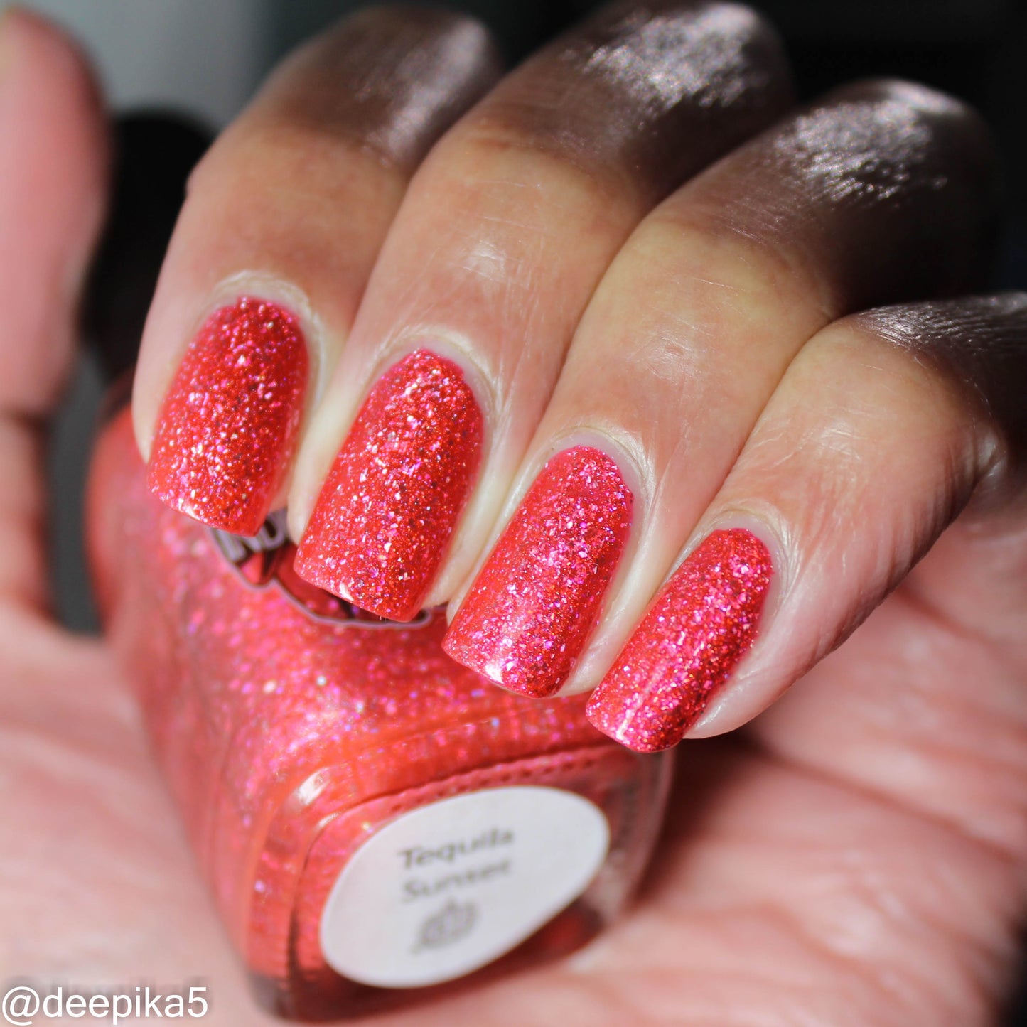 Tequila Sunset - coral/red-orange holo flakie