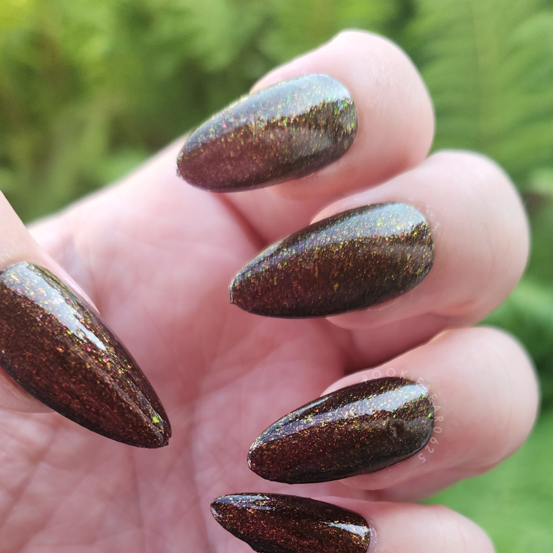 Splintered Sunlight - brown/deep maroon base - shimmer mix (w/ Auroras) - glow in the dark - matte