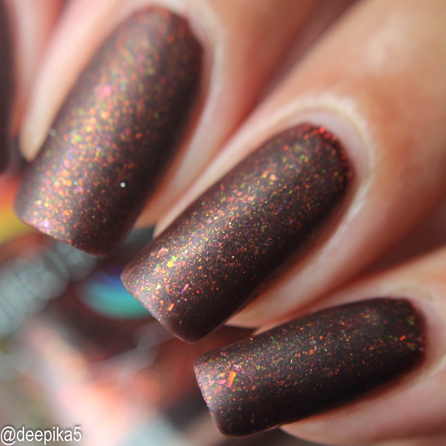 Splintered Sunlight - brown/deep maroon base - shimmer mix (w/ Auroras) - glow in the dark - matte