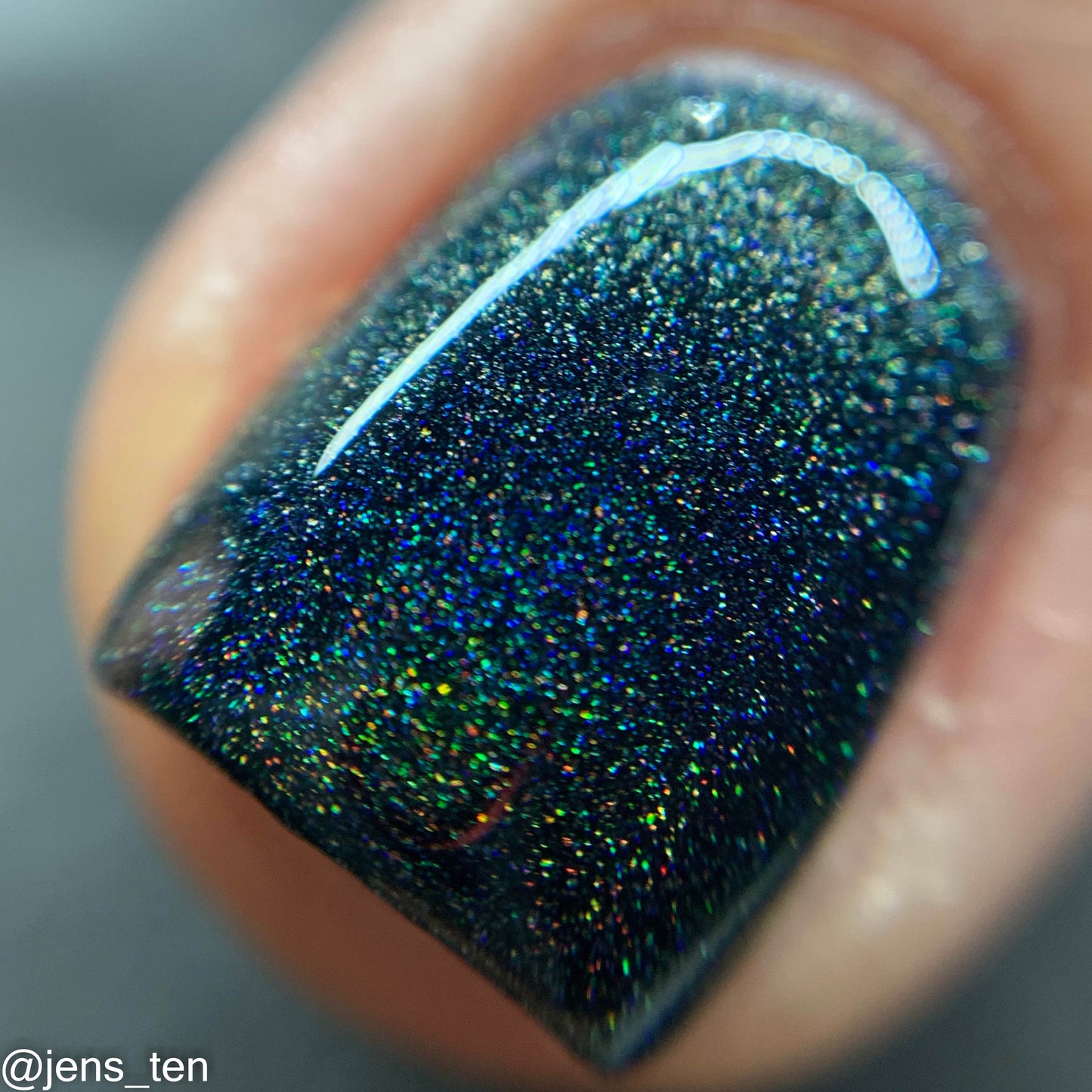 Night Gathers - inky blue-black linear holographic