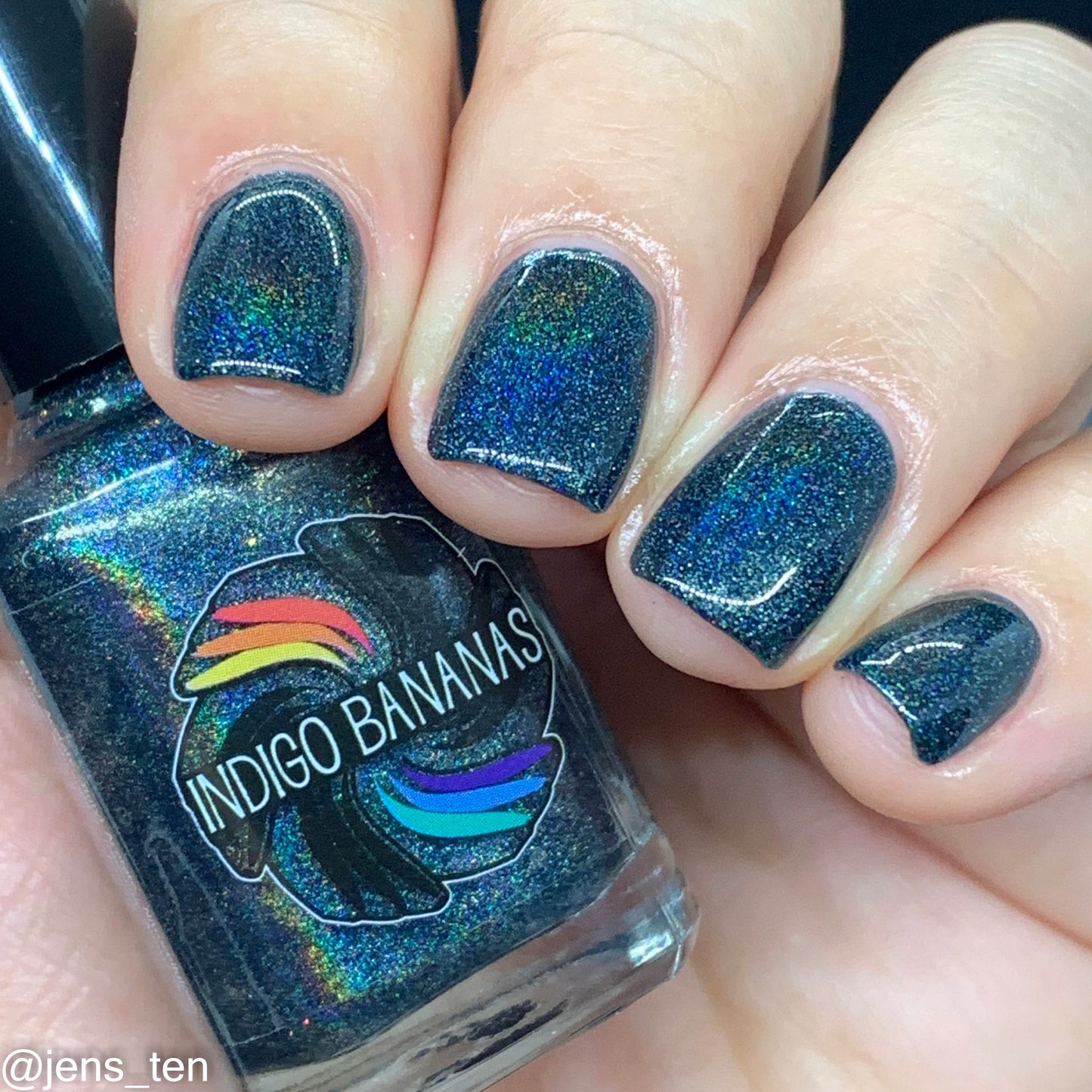 Night Gathers - inky blue-black linear holographic