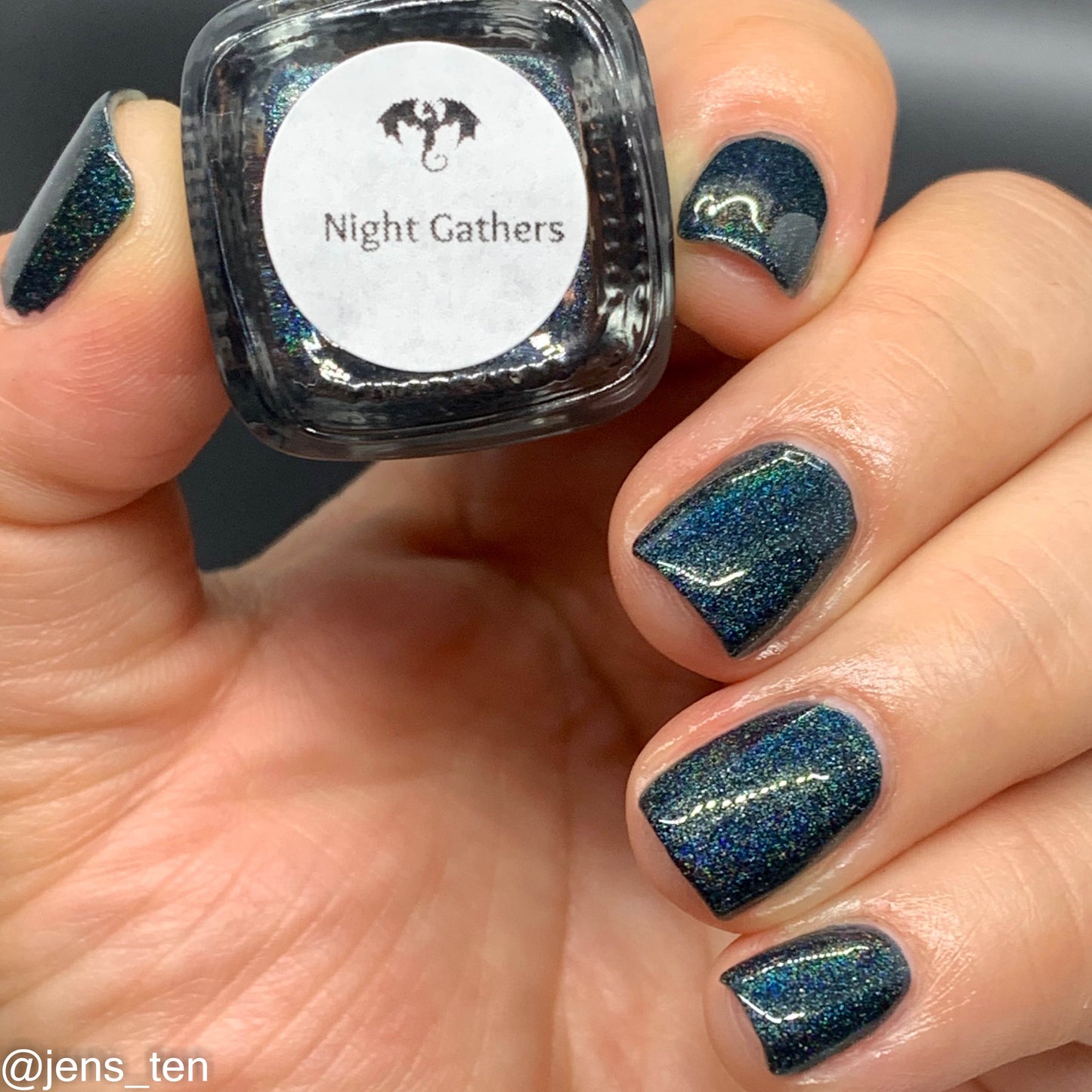 Night Gathers - inky blue-black linear holographic