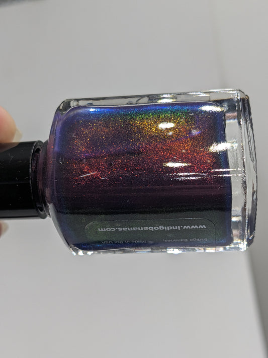 This Shift is Bananas - dark blue/purple/indigo UP shimmer ('unicorn pee')