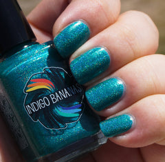 Shrieking Teals - teal/green-blue linear holographic