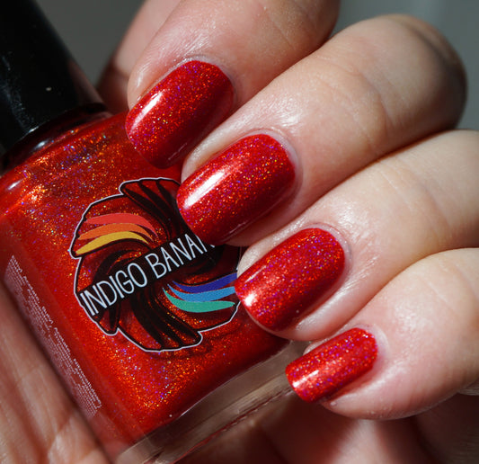 Volcanic Corruption - bright red linear holographic