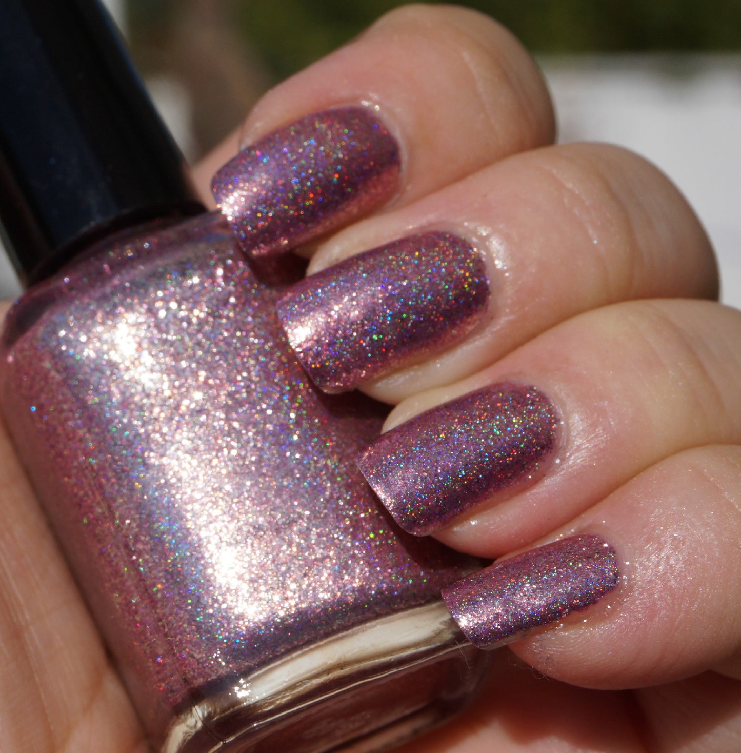 I Feel Pretty - pink glass fleck holo chrome