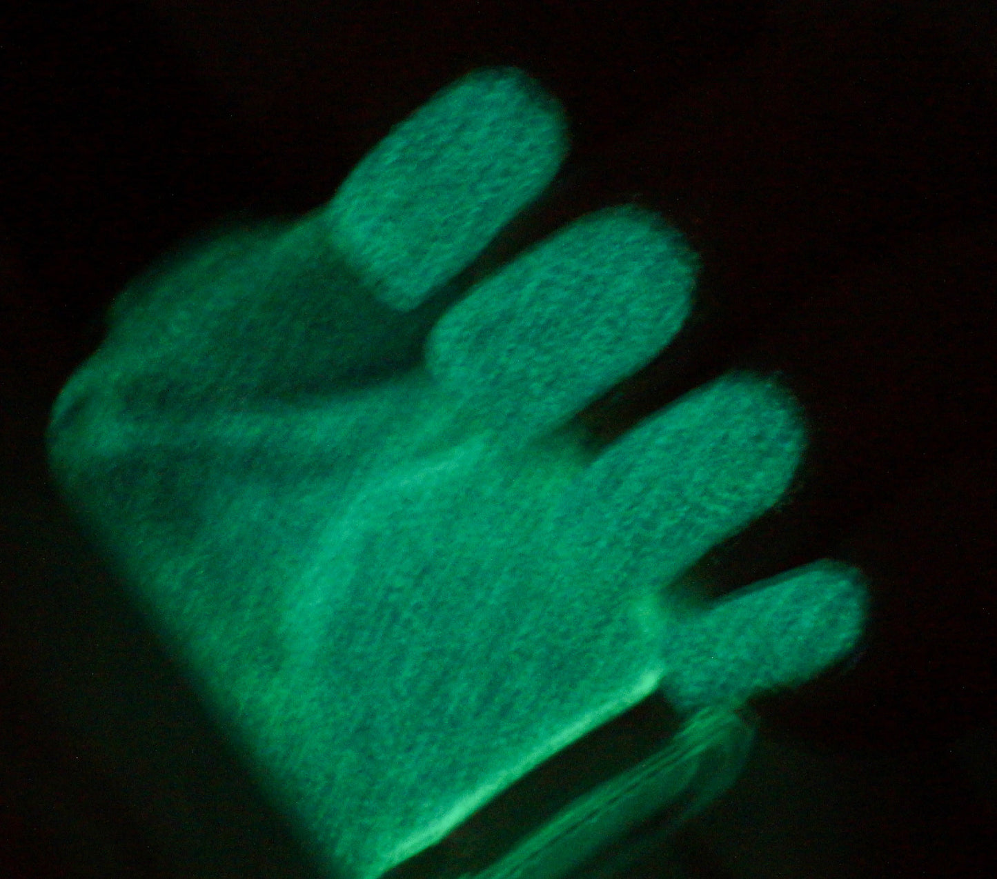 Walk this Way - teal glass fleck glow in the dark - GLOWS GREEN