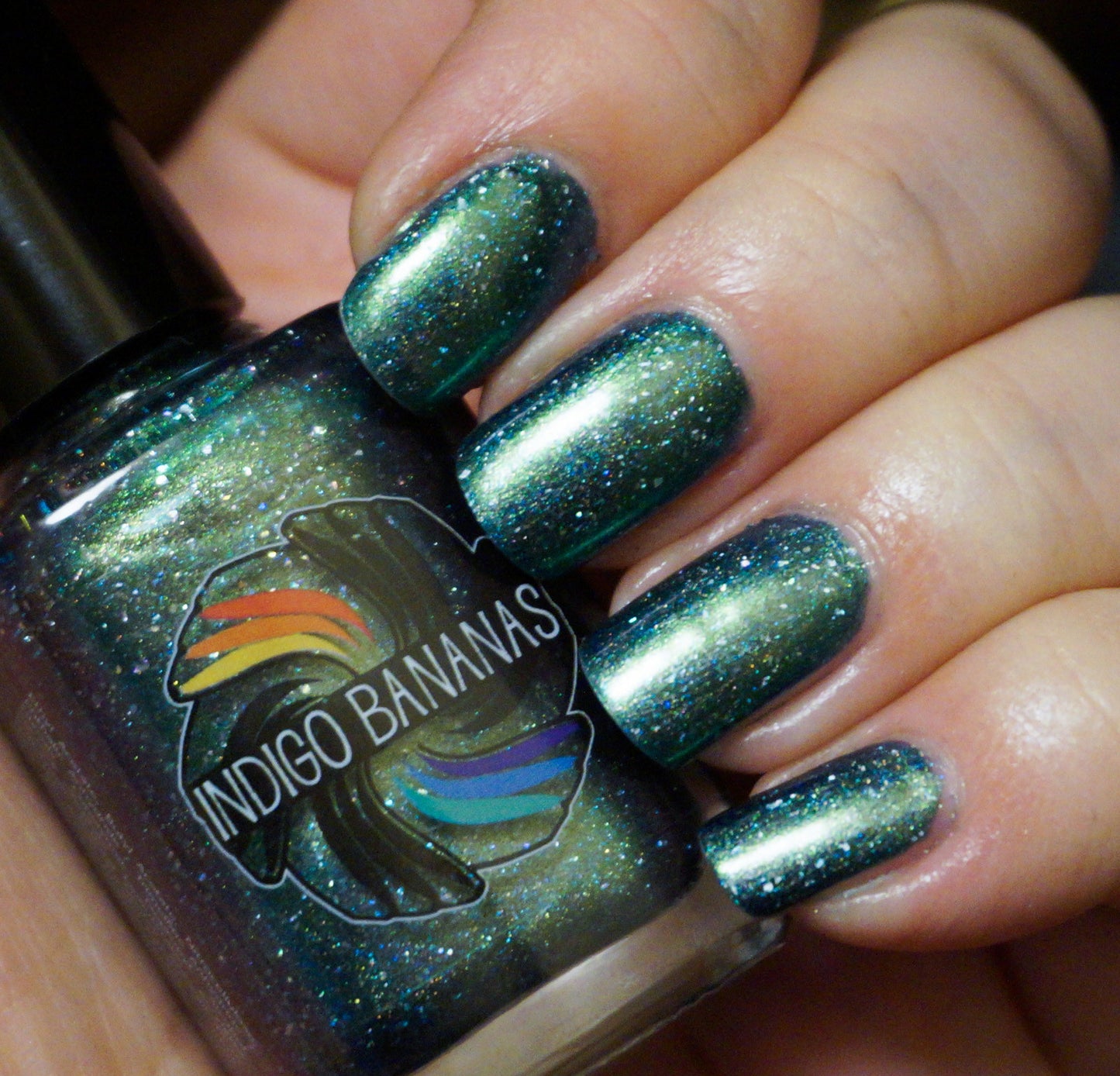 This World Belongs to Us - bright green/blue multichrome linear holographic w/ flakies