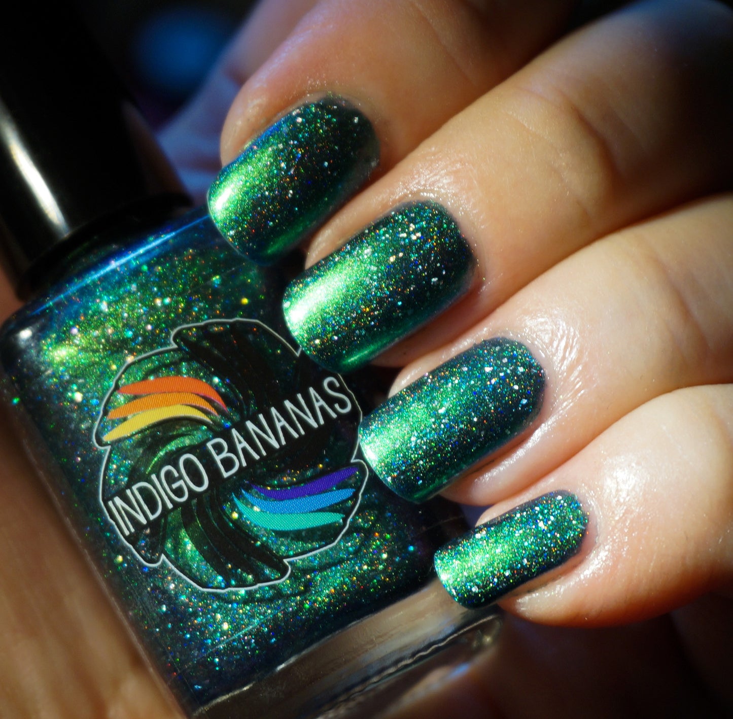 This World Belongs to Us - bright green/blue multichrome linear holographic w/ flakies