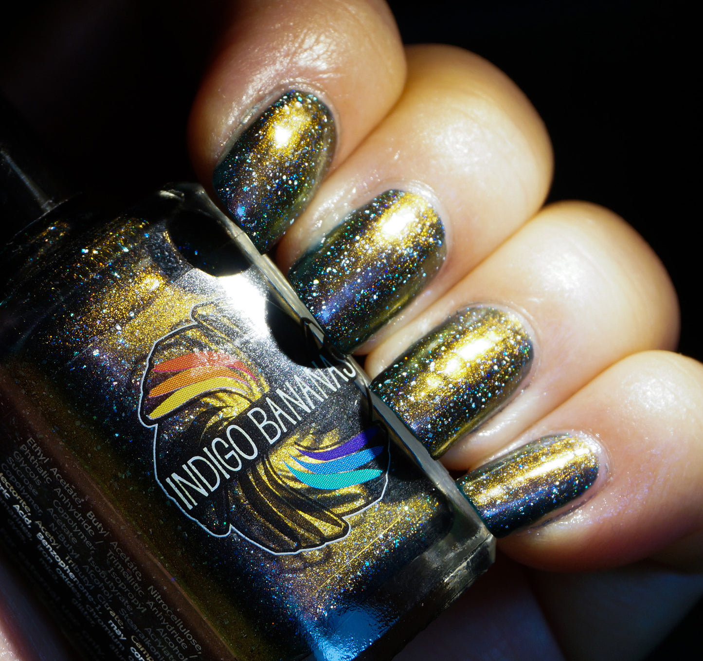 Where the Mountains Meet the Sea - brown/plum/inky blue multichrome linear holographic w/ flakies