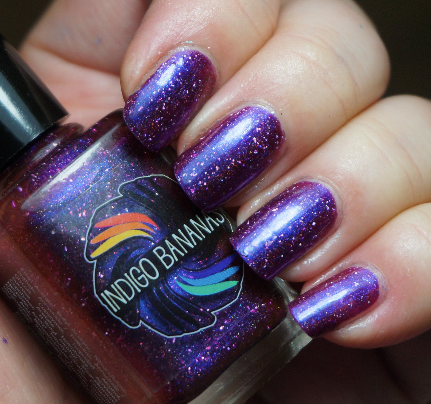 These Violet Delights Have Violet Ends - dark fuchsia multichrome linear holographic w/ flakies