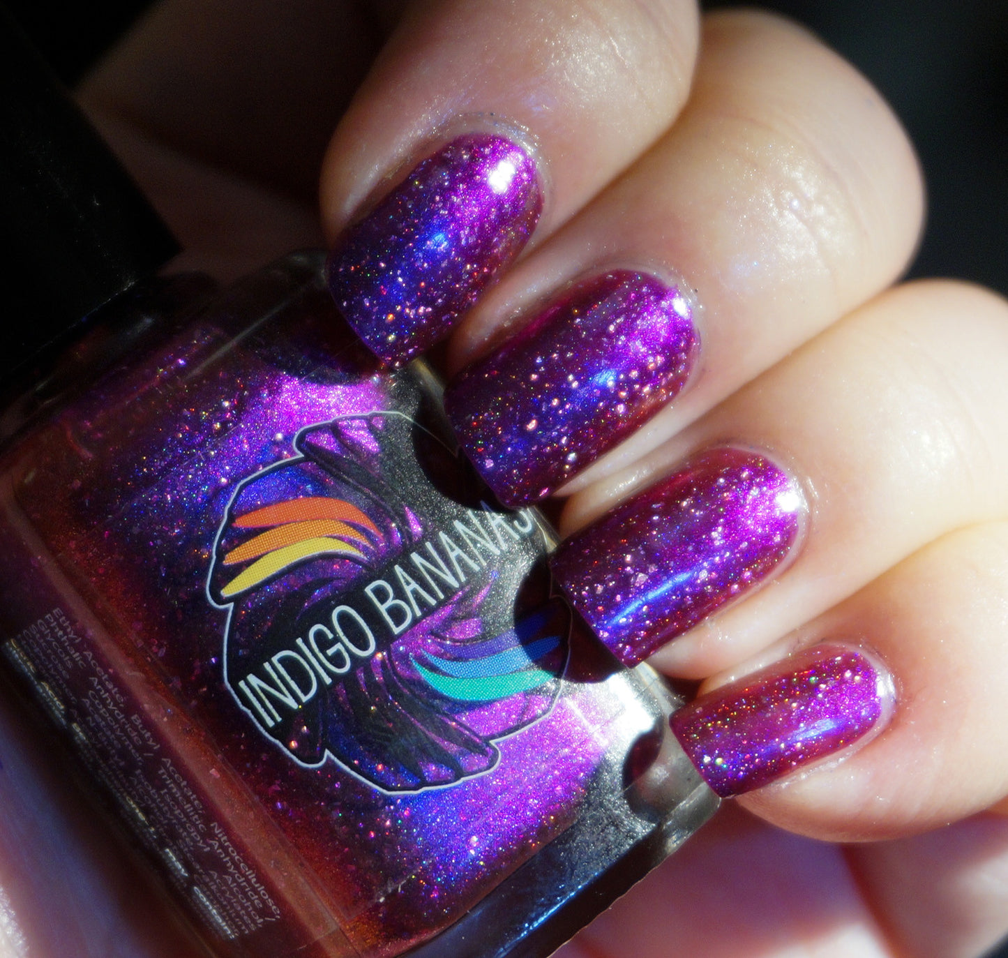 These Violet Delights Have Violet Ends - dark fuchsia multichrome linear holographic w/ flakies