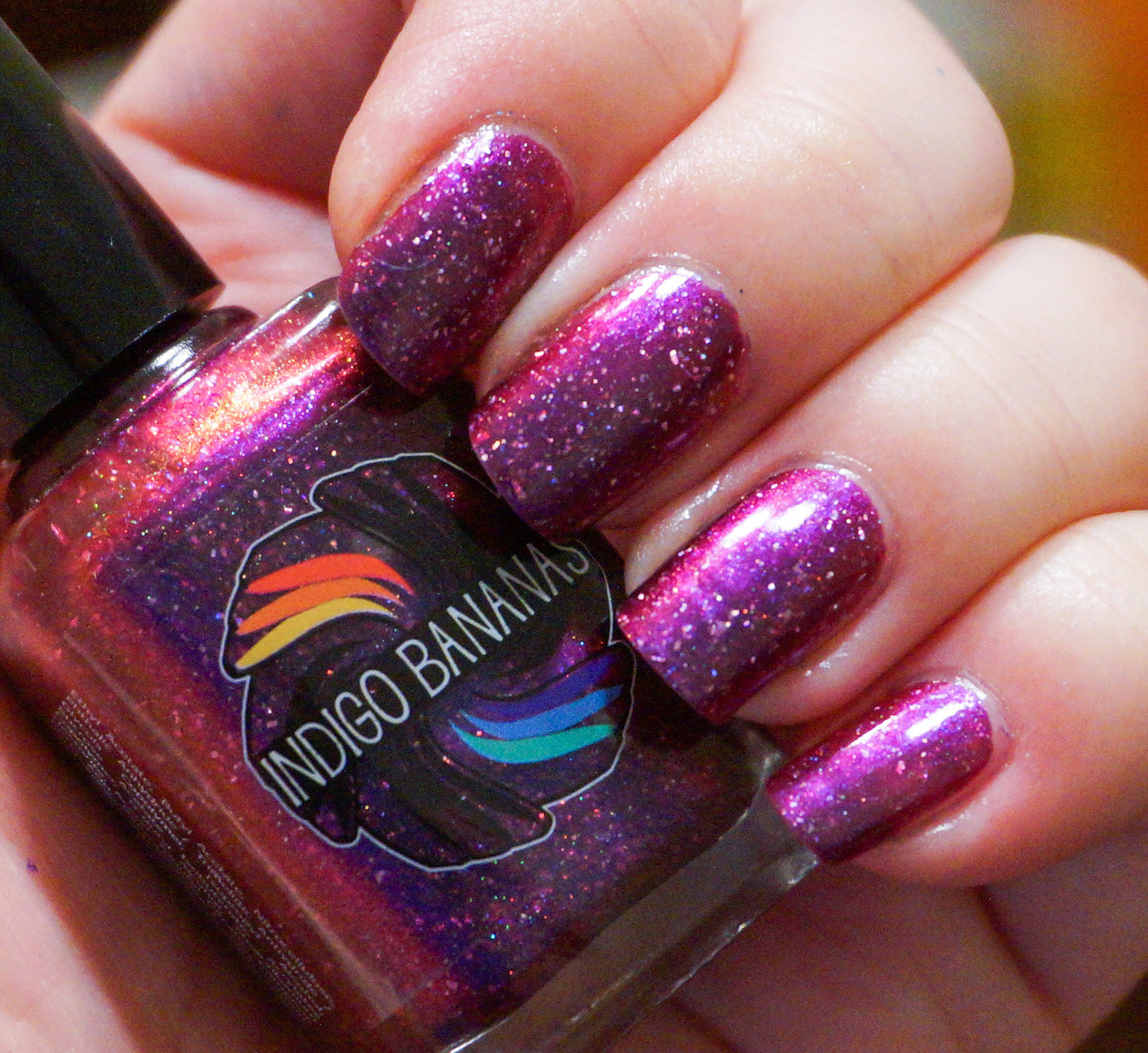 These Violet Delights Have Violet Ends - dark fuchsia multichrome linear holographic w/ flakies