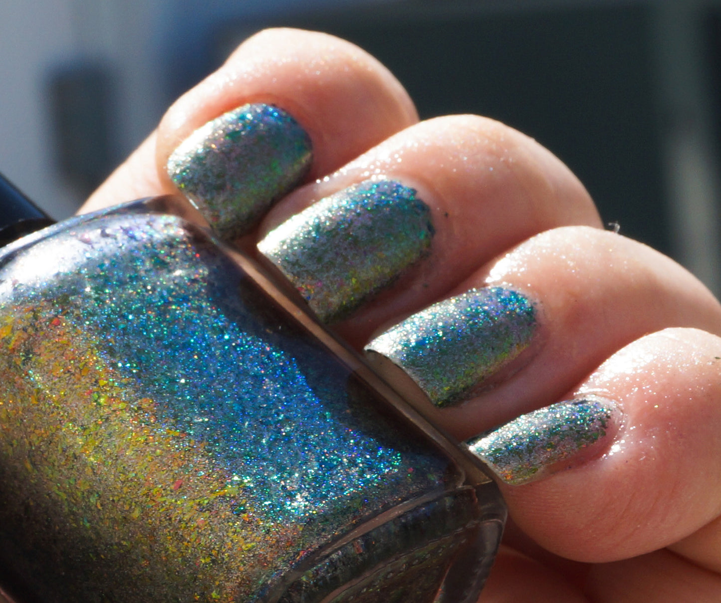 Color of the Fire (HOLO) - coral-orange/gold/green/blue mega chrome flakie