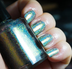 Color of the Fire (HOLO) - coral-orange/gold/green/blue mega chrome flakie