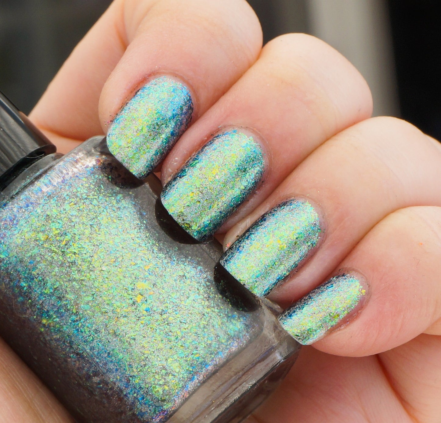 A Field Trip with Butterflies (HOLO) - green/teal/blue mega chrome flakie