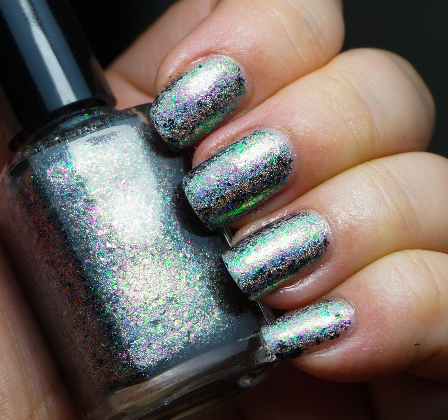 Watercolor Memories (HOLO) - pink-beige/green mega chrome flakie