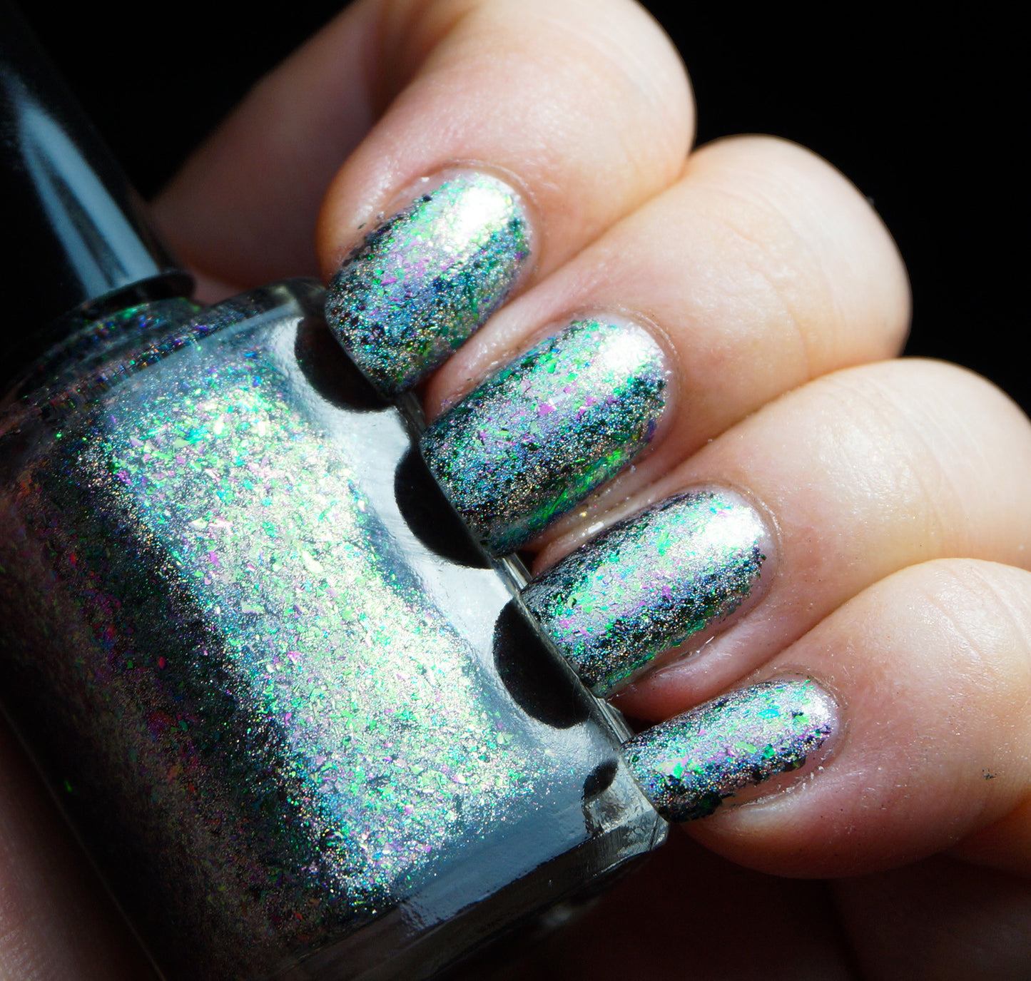 Watercolor Memories (HOLO) - pink-beige/green mega chrome flakie