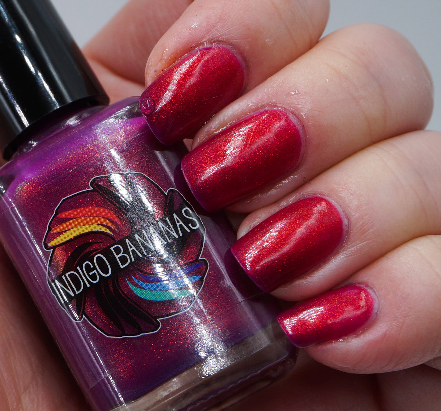 cherry pie nail polish, indigo bananas, lightbox