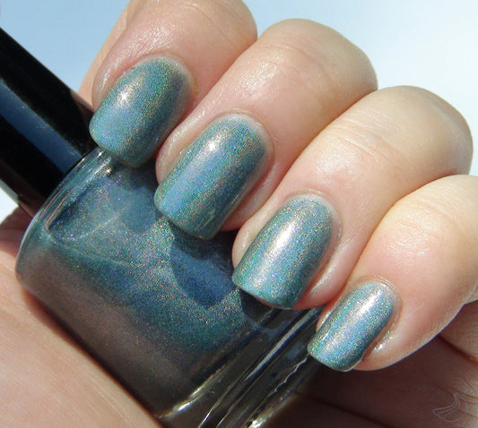 Alcatraz - seafoam/dusty mint green linear holo with purple shimmer DISCONTINUED