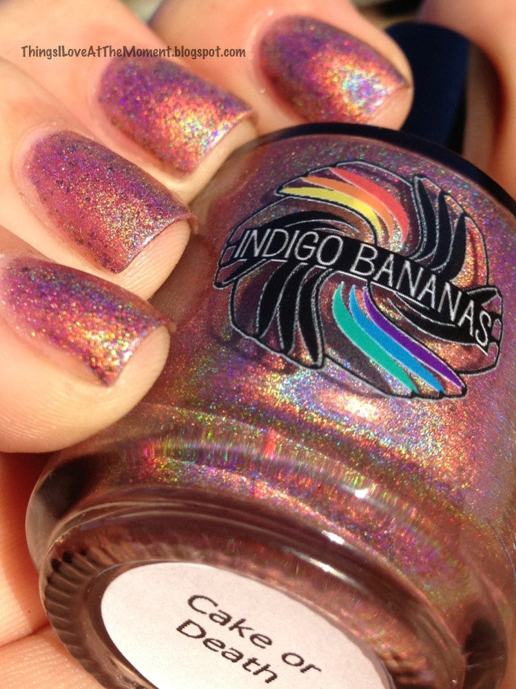 Cake or Death - burgundy linear holo with black & pink flakies DISCONTINUED