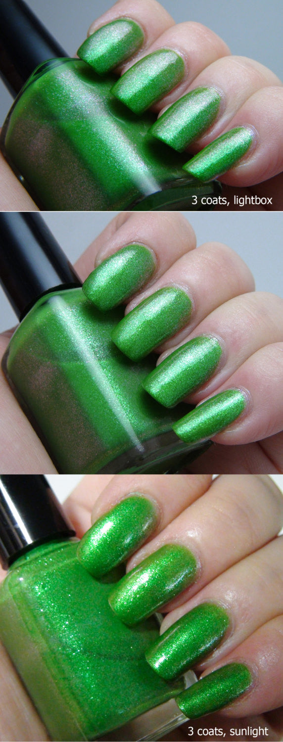 EMS Recombination - grassy green glass fleck duochrome shimmer