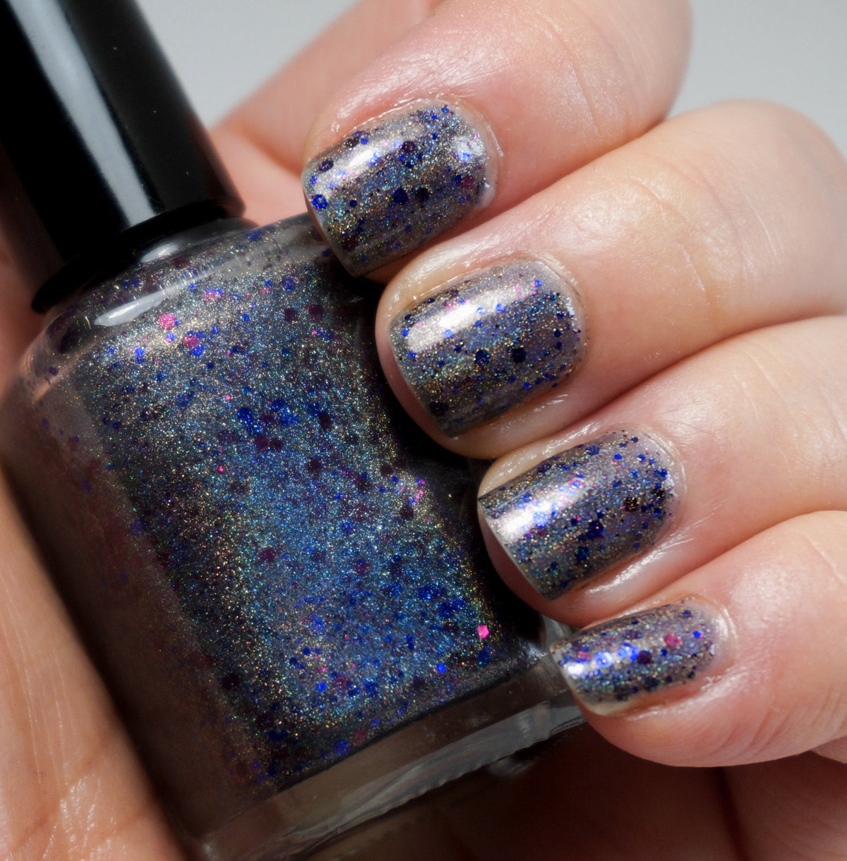 You Get Nothing!  - grey/black linear holographic & glitter