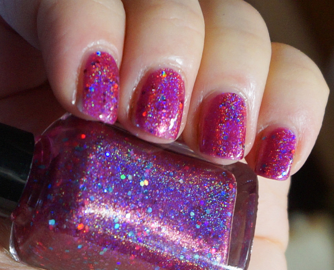 Hot Ice Creams for Cold Days  - fuchsia/pink linear holographic & glitter