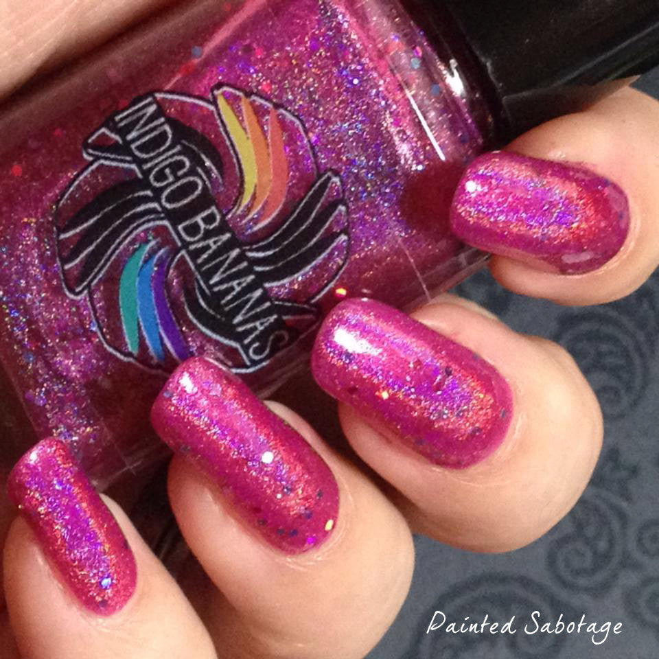 Hot Ice Creams for Cold Days  - fuchsia/pink linear holographic & glitter