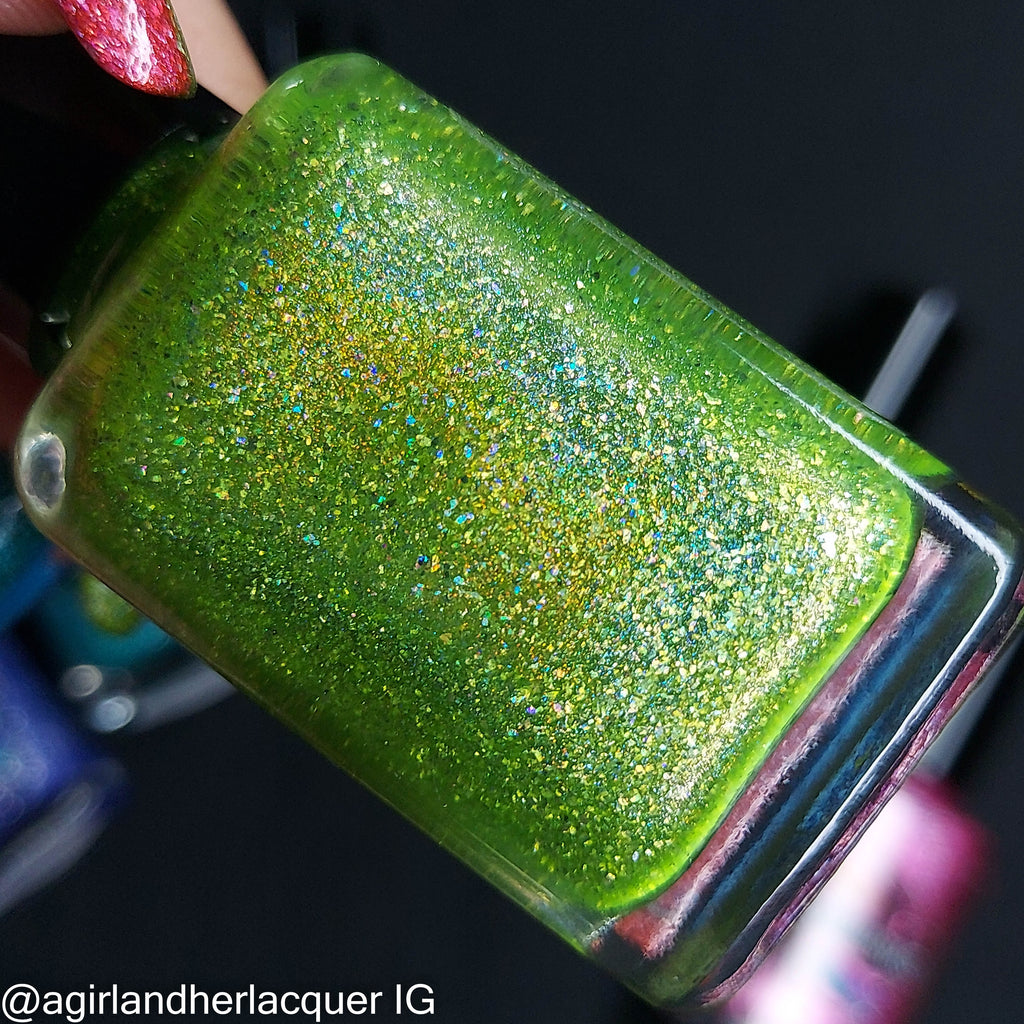 Caustic Echo - chartreuse/lime-yellow holo flakie