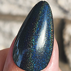 Night Gathers - inky blue-black linear holographic