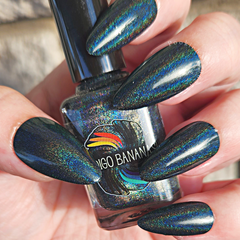 Night Gathers - inky blue-black linear holographic