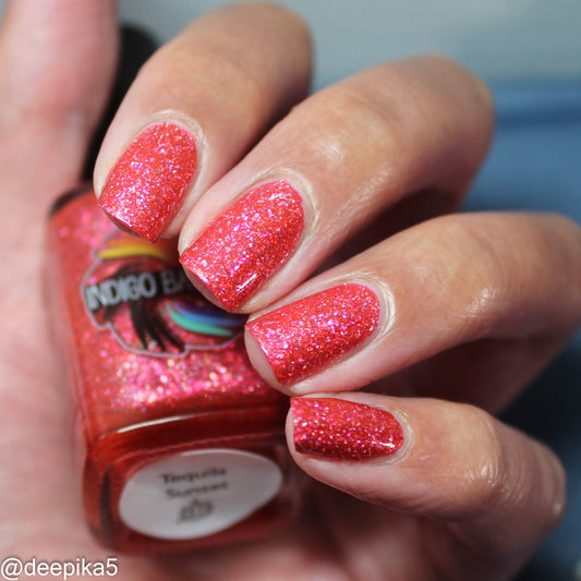 Tequila Sunset - coral/red-orange holo flakie