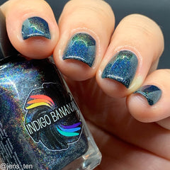Night Gathers - inky blue-black linear holographic