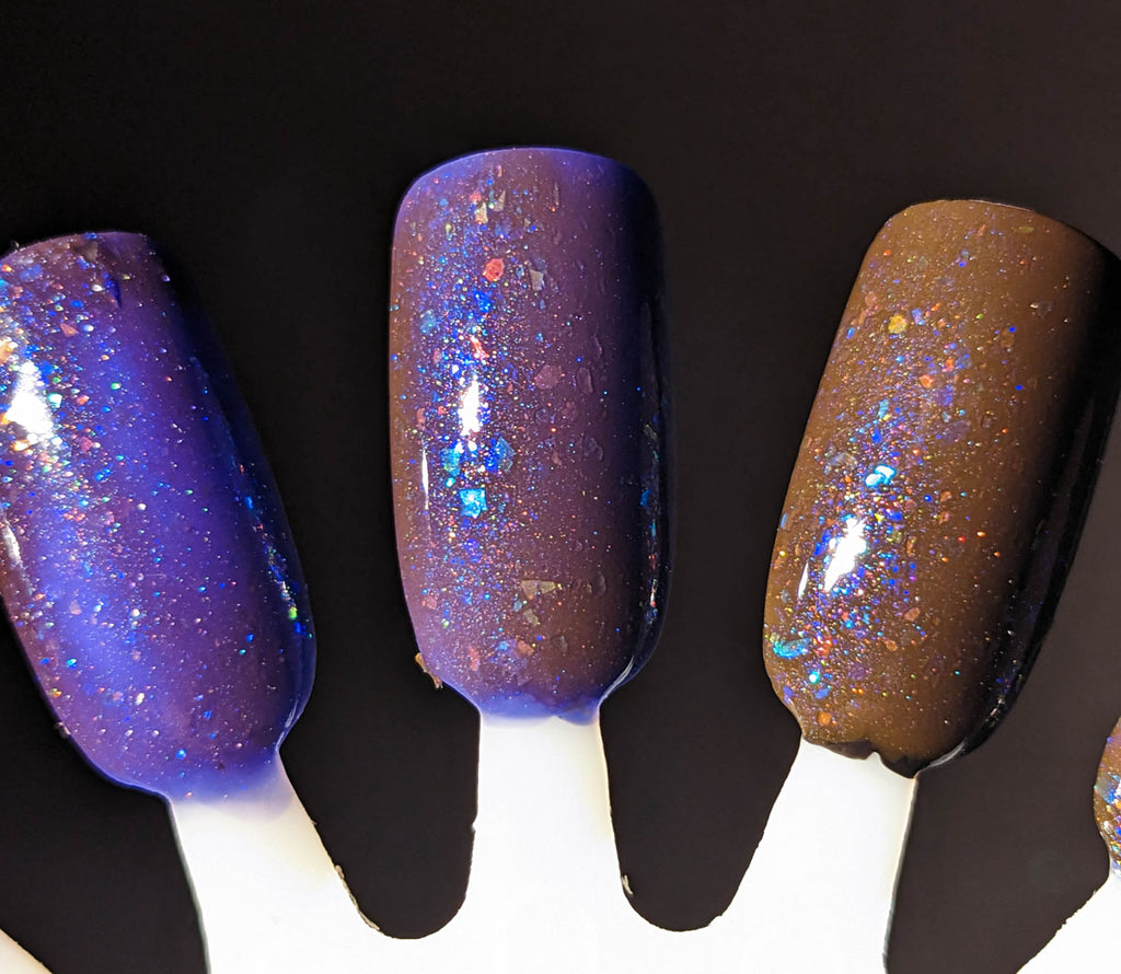 Intergalactic - dark blue/purple with all the UP (og 'unicorn pee') flakies and shimmers