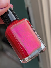 The Fire Will Not Consume Us - Red w/ Pink to Gold Aurora shimmer