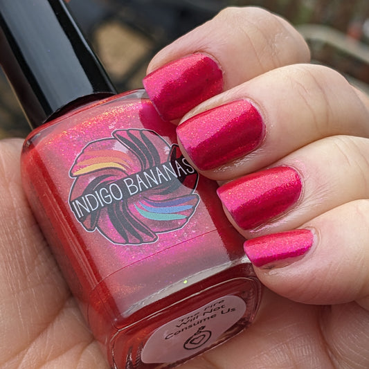 The Fire Will Not Consume Us - Red w/ Pink to Gold Aurora shimmer