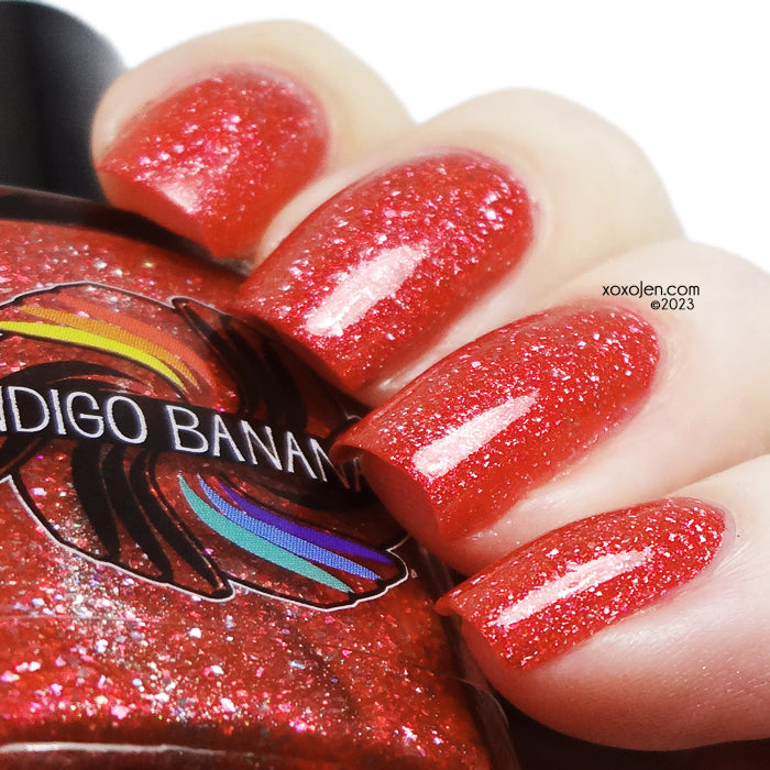 Tequila Sunset - coral/red-orange holo flakie