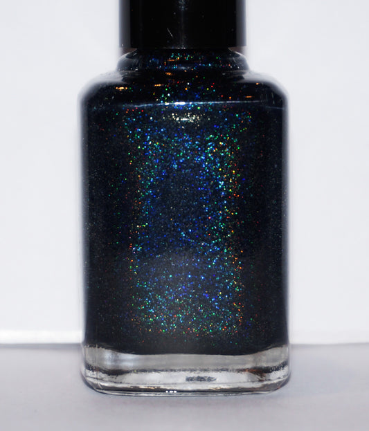 Night Gathers - inky blue-black linear holographic