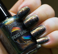 Where the Mountains Meet the Sea - brown/plum/inky blue multichrome linear holographic w/ flakies