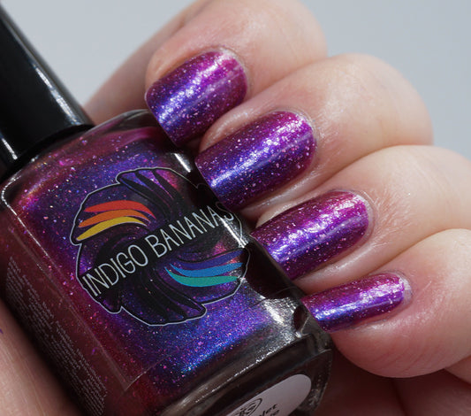 These Violet Delights Have Violet Ends - dark fuchsia multichrome linear holographic w/ flakies