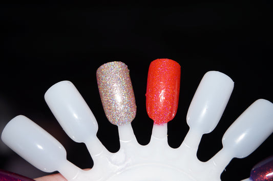 Coraline - coral / dark salmon pink - holo with flakies, shimmer