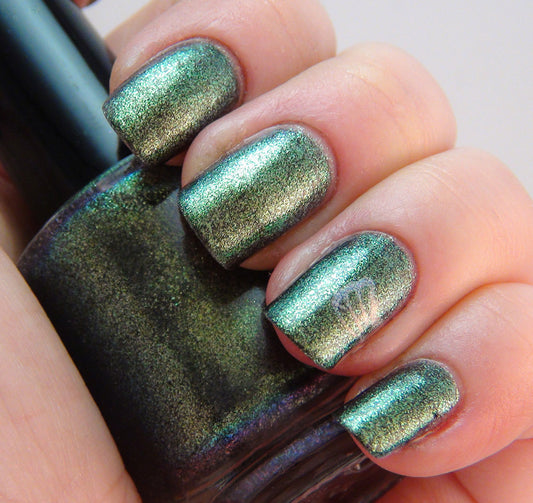 Low-key - olive/green multichrome glass fleck