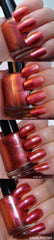 Fiery the Angels Fell - coral red duochrome glass fleck shimmer